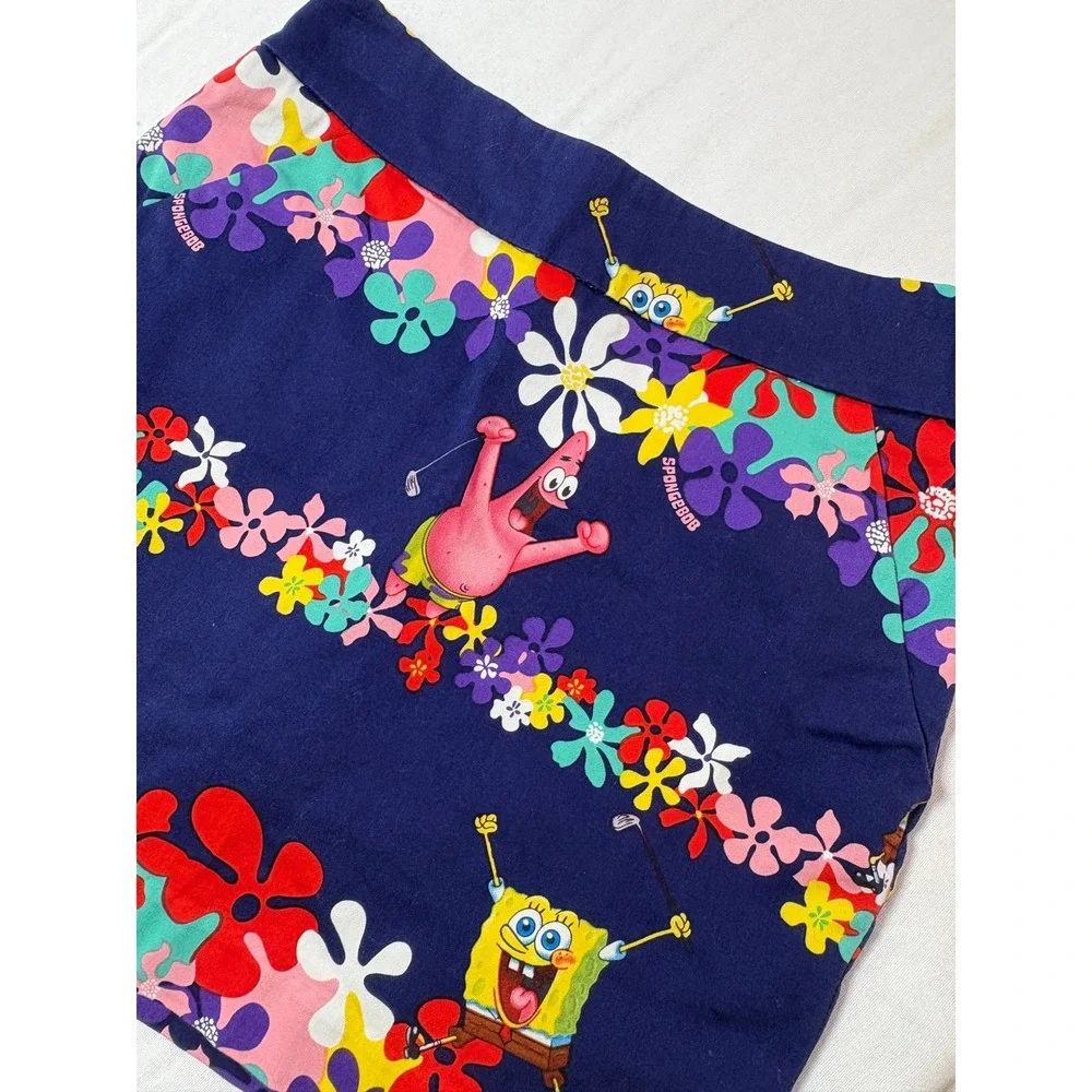 Loudmouth Golf Spongebob Squarepants Floral Skort Navy Blue Womens Size 0